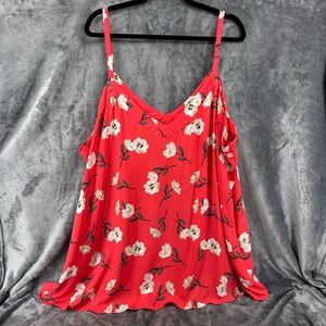 Torrid Coral Spaghetti Strap V Neck Flowy Floral Tank Top Size 5 5X